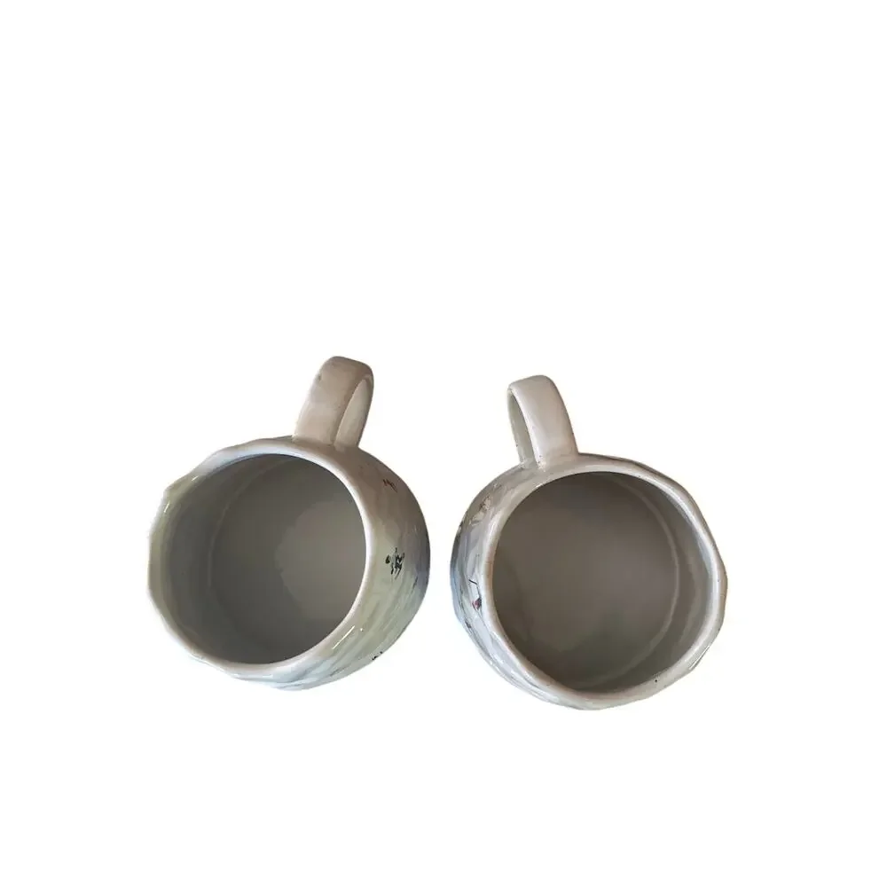 Set Pair 2 West Elm St. Jude Holiday Skiers Stoneware Figural Mug Ceramic Cups